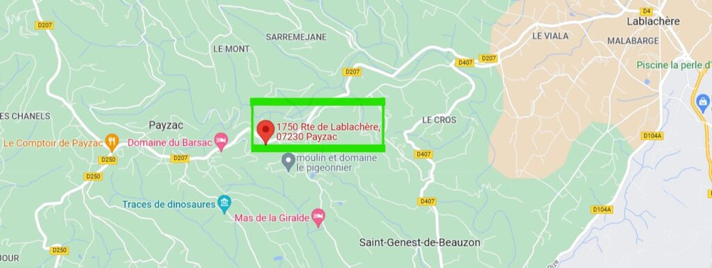 plan d'accès l'orée sud Ardèche